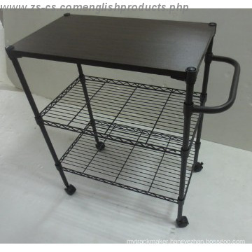 Adjustable Epoxy Multi-Functional Metal Kitchen Dining Cart (CJ903590B3E)